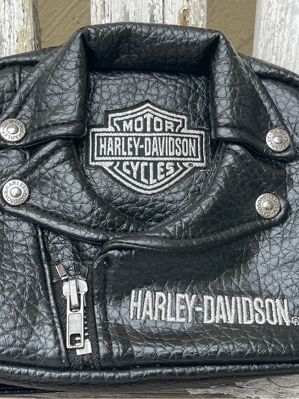 Harley-Davidson Biker Jacket Purse Faux Leather Shoulder Bag Y2K Bar & Shield - Picture 5 of 11